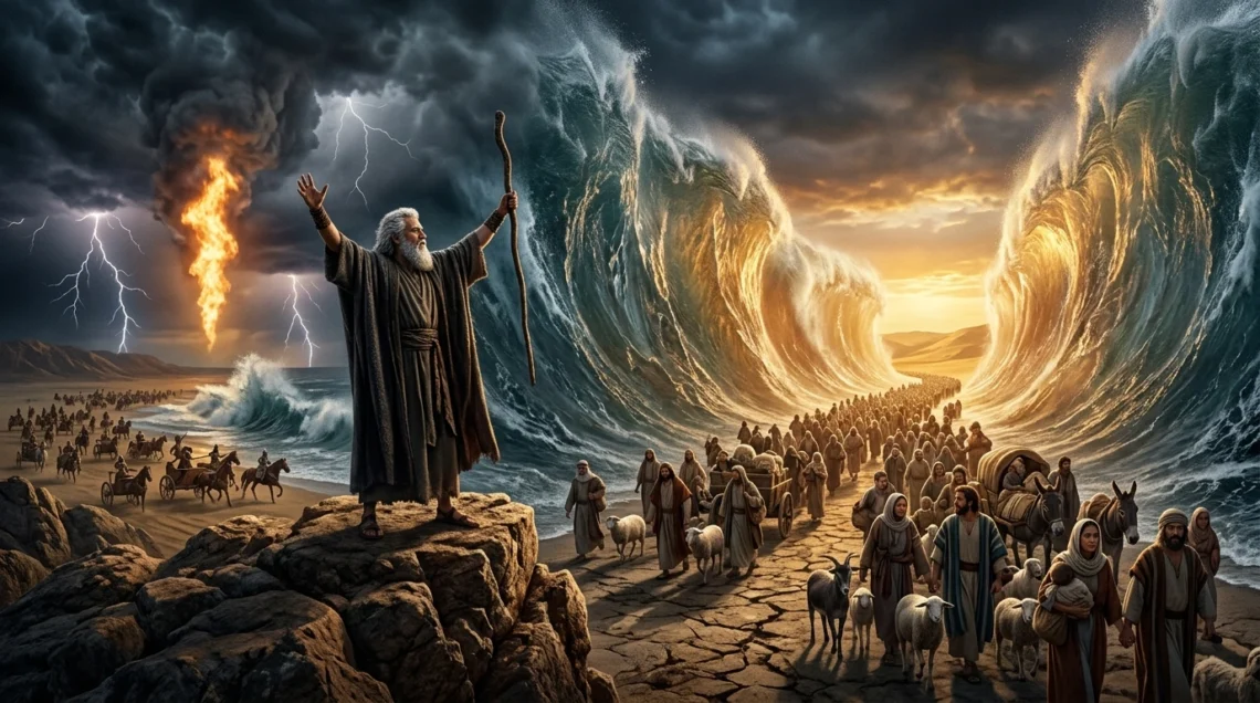 Êxodo 14:16 - Abertura do Mar Vermelho